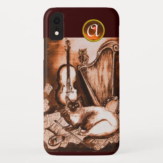 COQUES Case-Mate iPhone CHAT MUSICALE AVEC OWL DANS LE MONOGRAMME GEM SEPI (Dos)