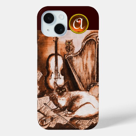 COQUES Case-Mate iPhone CHAT MUSICALE AVEC OWL DANS LE MONOGRAMME GEM SEPI (Verso)