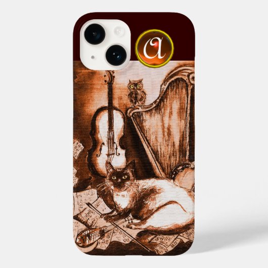 COQUES Case-Mate iPhone CHAT MUSICALE AVEC OWL DANS LE MONOGRAMME GEM SEPI (Verso)