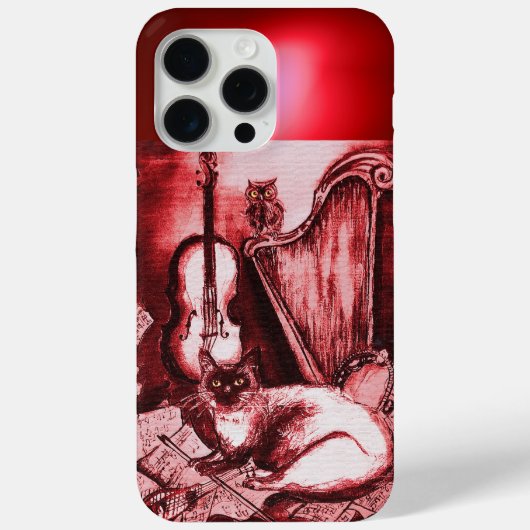 COQUES Case-Mate iPhone CHAT MUSICIEN, OWL, INSTRUMENTS MUSICAUX EN RUBY R (Verso)