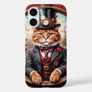 Coques iPhone 16 Chat noble steampunk victorien avec housse de haut