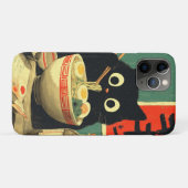 Coques Case-Mate iPhone Chat noir amusant mangeant du Ramen (Dos (Horizontal))