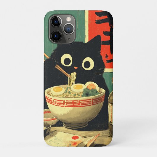 Coques Case-Mate iPhone Chat noir amusant mangeant du Ramen (Dos)