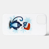 Coques Case-Mate iPhone Chat noir avec Casquette Père Noël (Verso (horizontal))