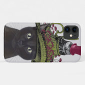 Coques Case-Mate iPhone Chat noir avec théière et hibou (Dos (Horizontal))