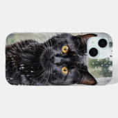 Coques Case-Mate iPhone Chat noir dans la fenêtre humide (Verso (horizontal))