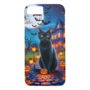 Case-Mate iPhone Case Chat noir dans le paysage enchanté d'Halloween