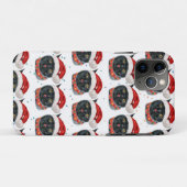 Coques Case-Mate iPhone Chat noir de Noël amusant aquarelle (Dos (Horizontal))