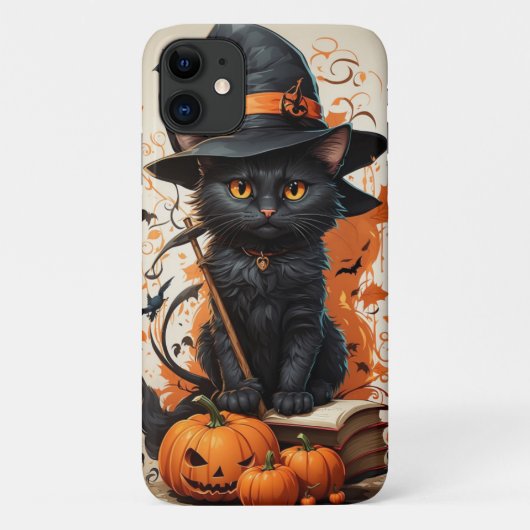 Coques Case-Mate iPhone Chat noir d'Halloween (Dos)
