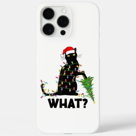 Coques Case-Mate iPhone Chat Noir Drôle Poussant Arbre De Noël Sur Chat Ch (Verso)
