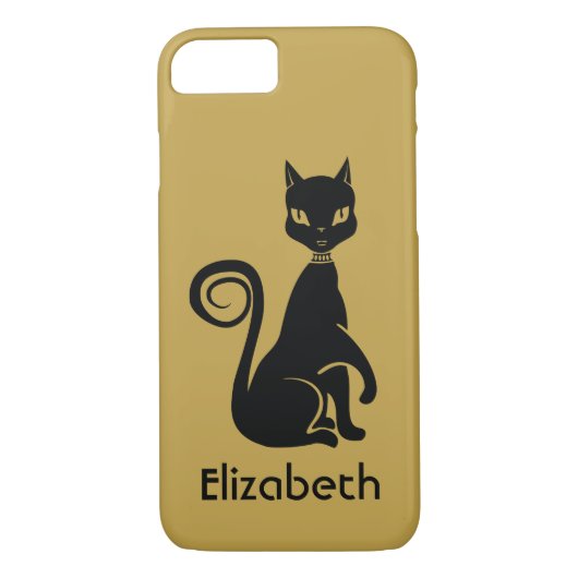 Coques Case-Mate iPhone Chat noir élégant personnalisé sur Arrière - plan (Dos)