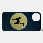 Coques Case-Mate iPhone Chat noir élégante silhouette et lune (Verso (horizontal))