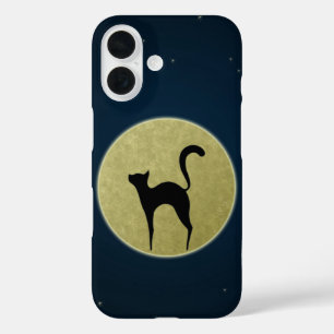 Coques iPhone 16 Chat noir élégante silhouette et lune