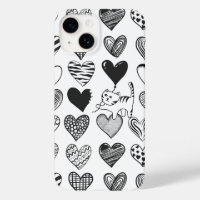 Chat noir et blanc et Motif de coeur