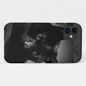 Coques Case-Mate iPhone Chat noir et monogramme curieux (Dos (Horizontal))