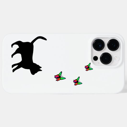 Coques Case-Mate iPhone Chat noir et papillon (Verso (horizontal))