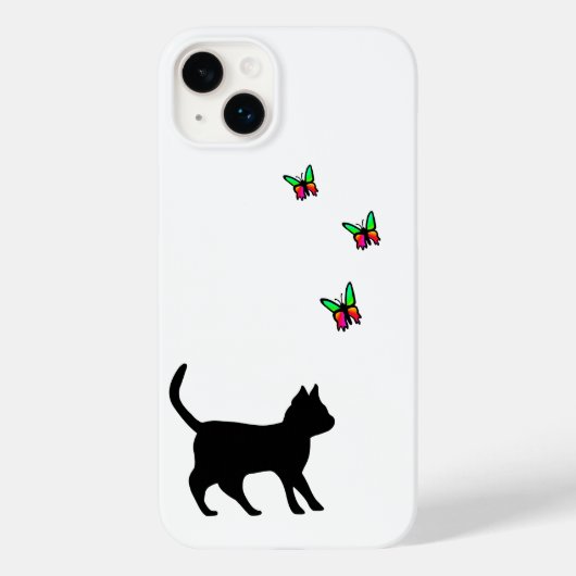 Coques Case-Mate iPhone Chat noir et papillon (Verso)