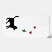 Coques Case-Mate iPhone Chat noir et papillon (Verso (horizontal))