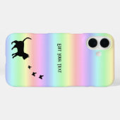 Coques Case-Mate iPhone Chat noir et papillon sur arc-en-ciel (Verso (horizontal))