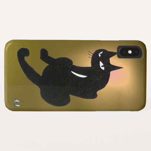 Coques Case-Mate iPhone CHAT NOIR jaune (Dos (Horizontal))