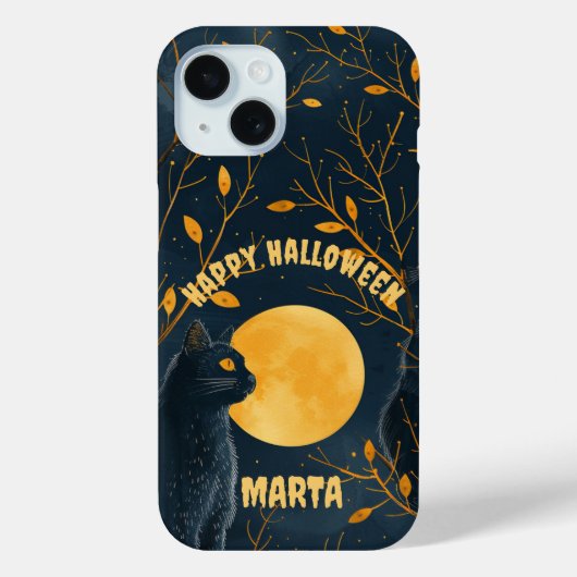Coques Case-Mate iPhone Chat noir Joyeux Halloween (Verso)