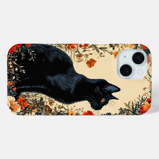 Coques Case-Mate iPhone Chat noir mignon (Verso (horizontal))