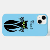 Coques Case-Mate iPhone Chat noir mignon aux yeux verts (Verso (horizontal))