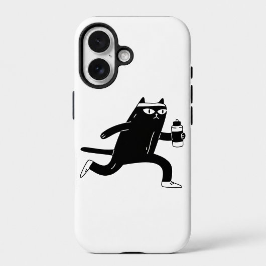 Coques Case-Mate iPhone Chat noir mignon faisant de la course à pied pour