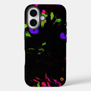 Coques iPhone 16 Chat noir néon avec yeux brillants