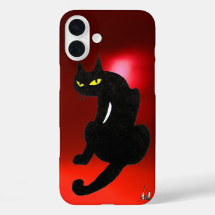 iPhone 16 Plus Case CHAT NOIR NINJA rouge rubis