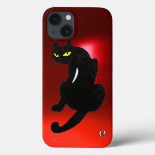 iPhone 13 Coque CHAT NOIR NINJA Ruby rouge