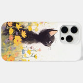 Coques Case-Mate iPhone Chat noir parmi les fleurs (Verso (horizontal))