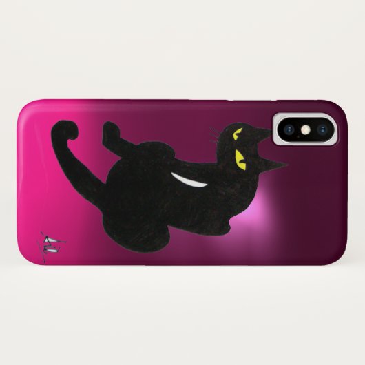 Coques Case-Mate iPhone CHAT NOIR rose (Dos (Horizontal))