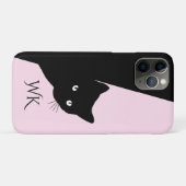 Coques Case-Mate iPhone Chat noir rusé rose (Dos (Horizontal))