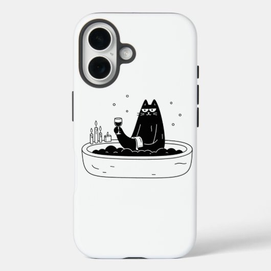 Coques Case-Mate iPhone Chat noir se détendant dans un bain moussant (Verso)