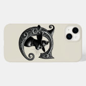 Coques Case-Mate iPhone Chat Noir Sorcière Lettre C Initiale Personnalisée (Verso (horizontal))
