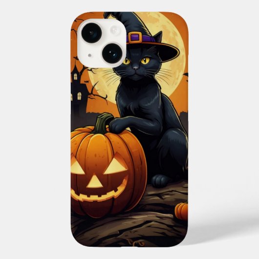 Coques Case-Mate iPhone Chat noir sur Citrouille (Verso)