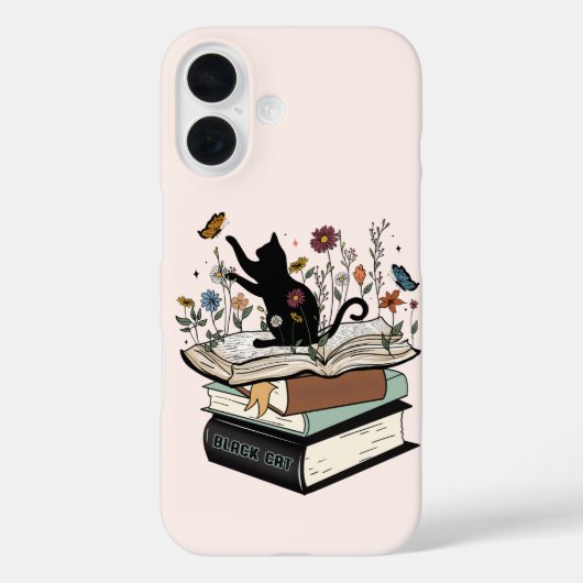 Coques Case-Mate iPhone Chat noir sur le livre Chat drôle (Verso)