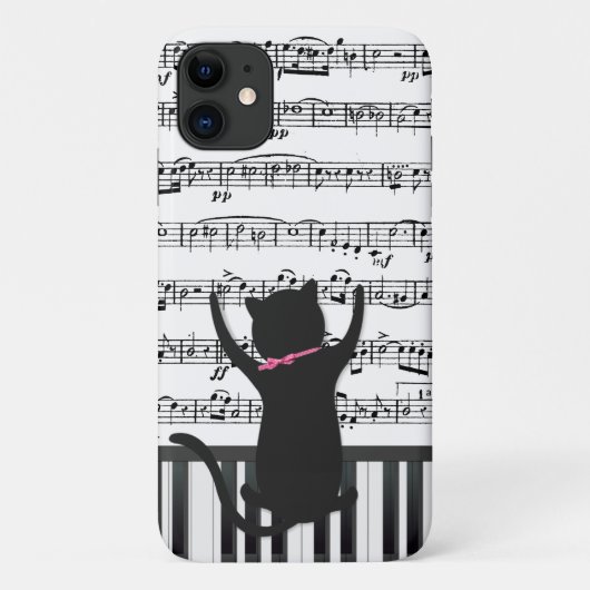 Coques Case-Mate iPhone Chat Noir Sur Touches De Piano (Dos)
