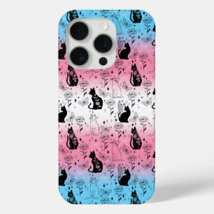 Coque iPhone 15 Pro Chat noir Transgenre Pride - Mystical Witchy