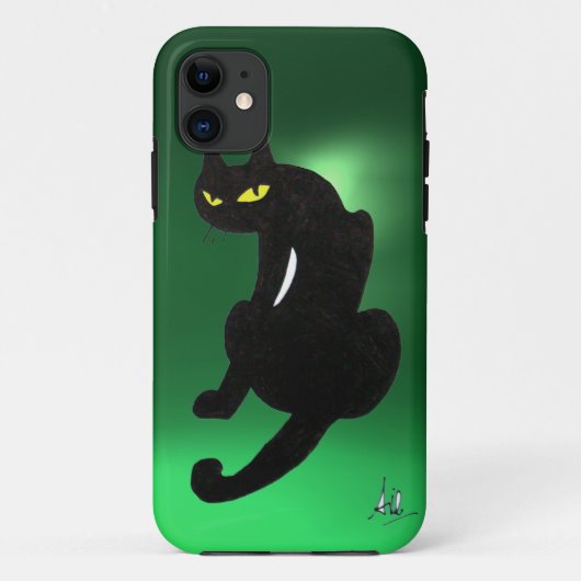 Coques Case-Mate iPhone CHAT NOIR vert (Dos)