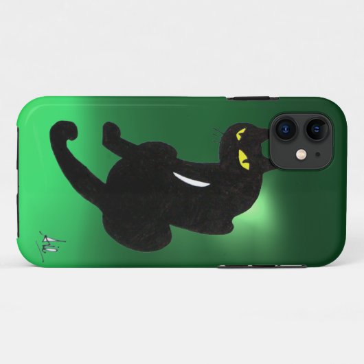 Coques Case-Mate iPhone CHAT NOIR vert (Dos (Horizontal))