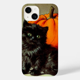 Coque Pour iPhone 14 Chat noir vintage d'Halloween et Citrouilles
