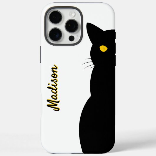 Coques Case-Mate iPhone CHAT NOIR Yeux dorés personnalisables (Verso)