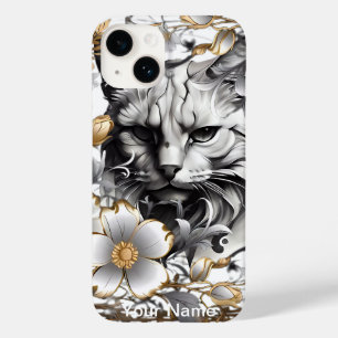 Coque Pour iPhone 14 Chat parmi les fleurs change pour votre portrait a