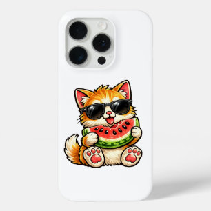 Coque iPhone 15 Pro Chat pastèque cool