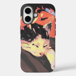 Coques iPhone 16 Chat peint douillet et personnage d'illustration A
