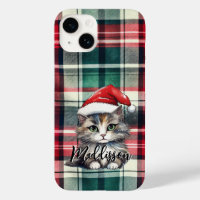 Chat Père Noël Plaid De Noël Avec Nom