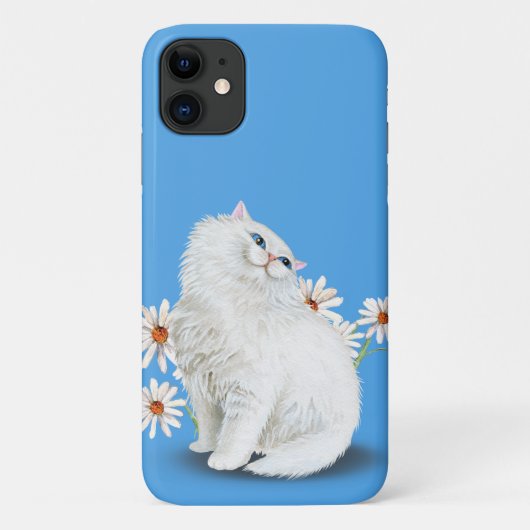 Coques Case-Mate iPhone chat persan blanc avec marguerite (Dos)