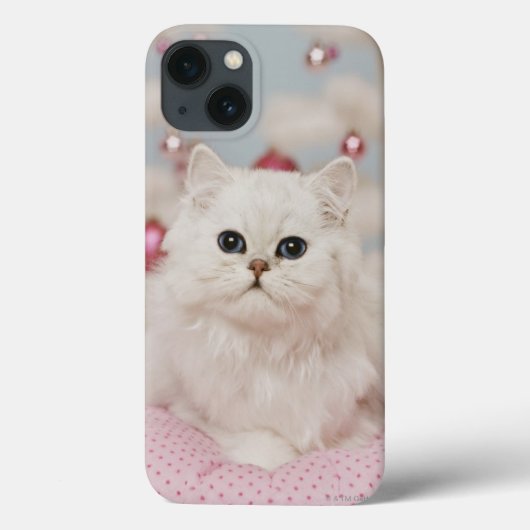 Coques Case-Mate iPhone Chat persan se reposant sur le coussin rose (Verso)